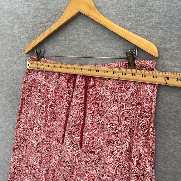 Cherokee Boho Midi Skirt Size XL Drawstring Red Paisley Church Work Fairy Drapey - Picture 6 of 11